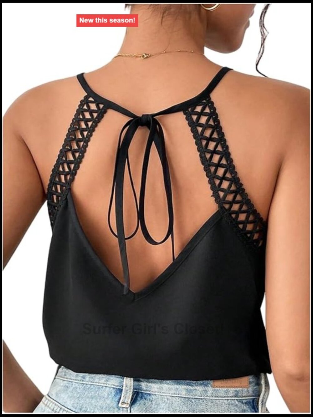 Women's Halter Tank Top Lace Sleeveless Tie Back Backless Going Out Blouse